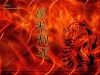 Abstract background with a burning flame and dragon